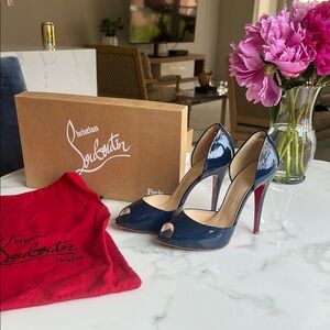 Christian Louboutin Blue and Red Stiletto Heels